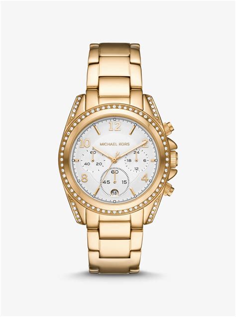 michael kors blair silver gold two tone womens|Oversized Blair Pavé Gold.